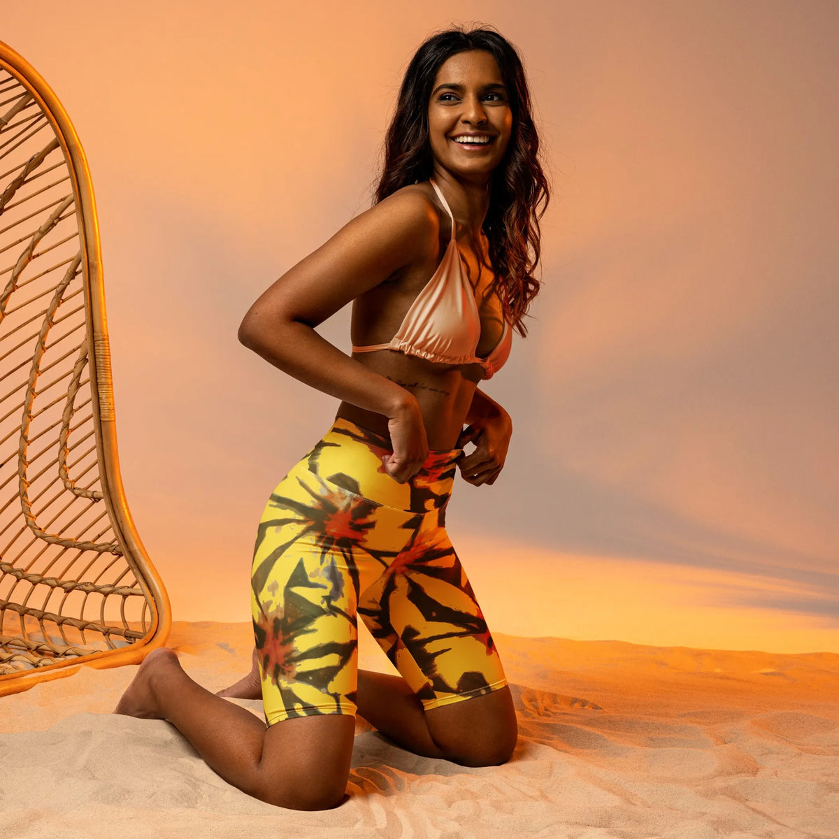 Yellow Tie Dye Biker Shorts