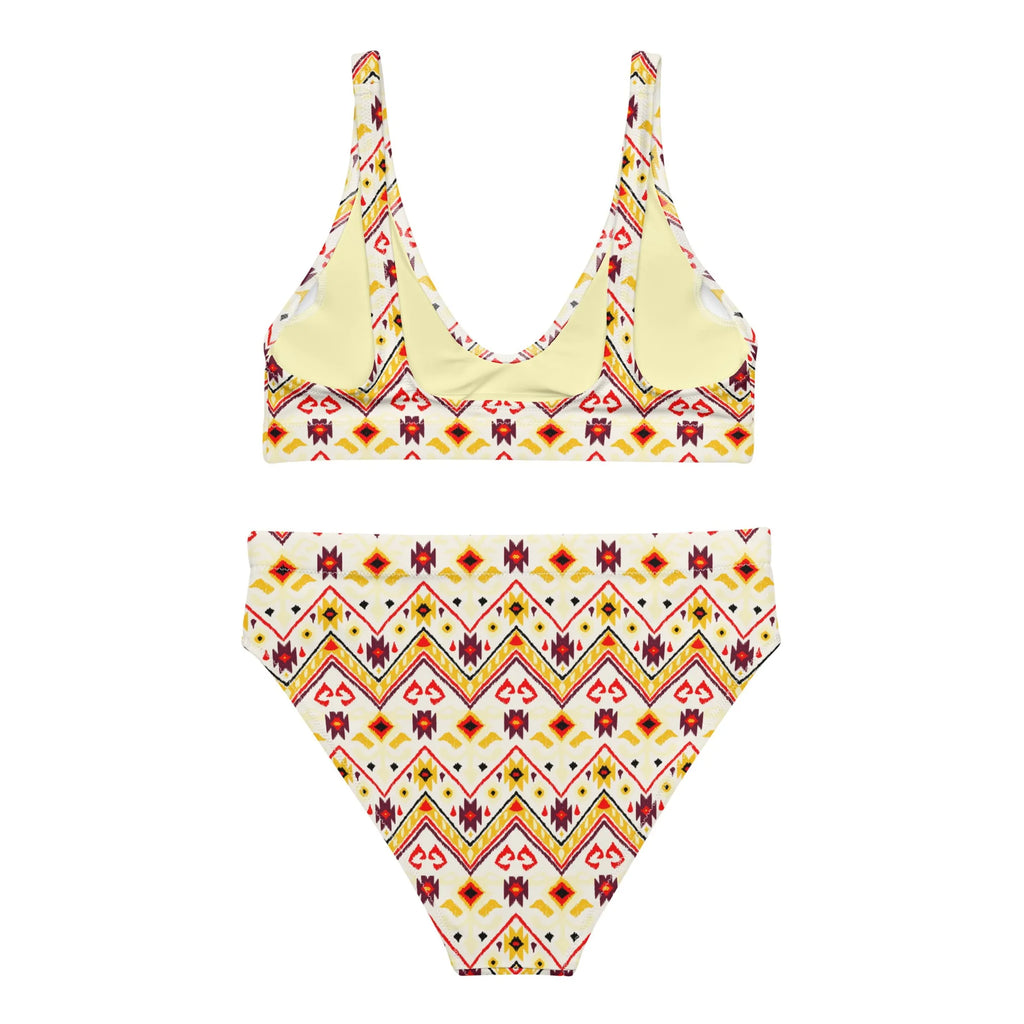 Yellow African Pattern Aztec Recycled High-waisted Bikini