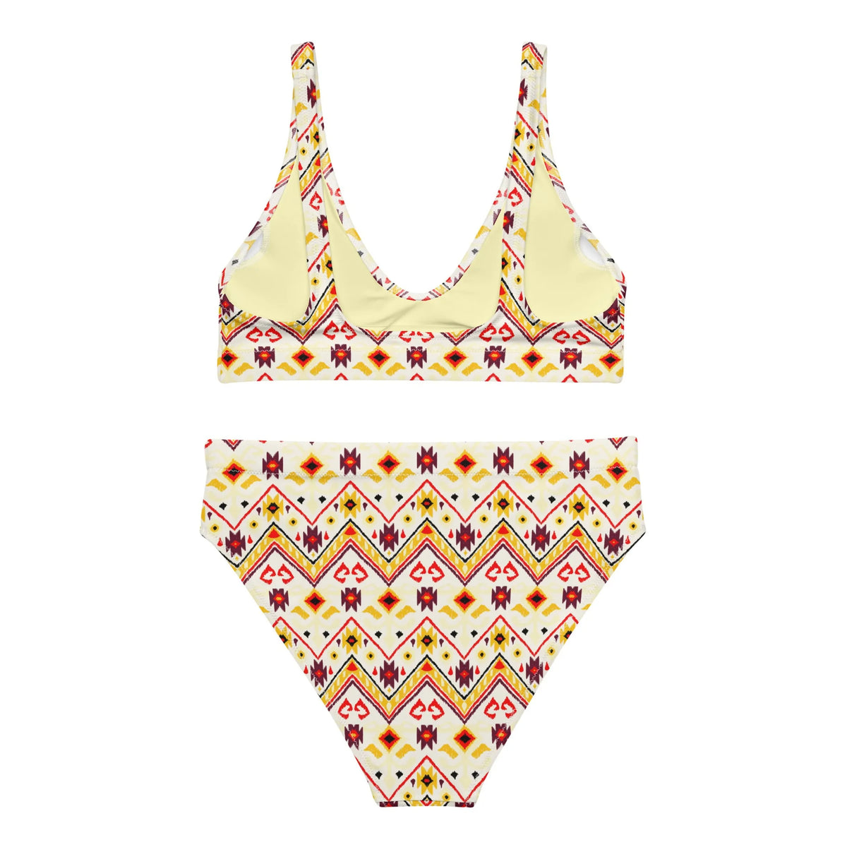 Yellow African Pattern Aztec Recycled High-waisted Bikini