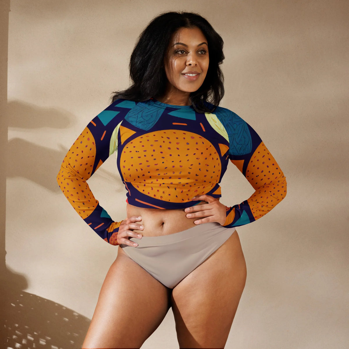 Multicolored Women's Long Sleeve Crop Top - XS, 1