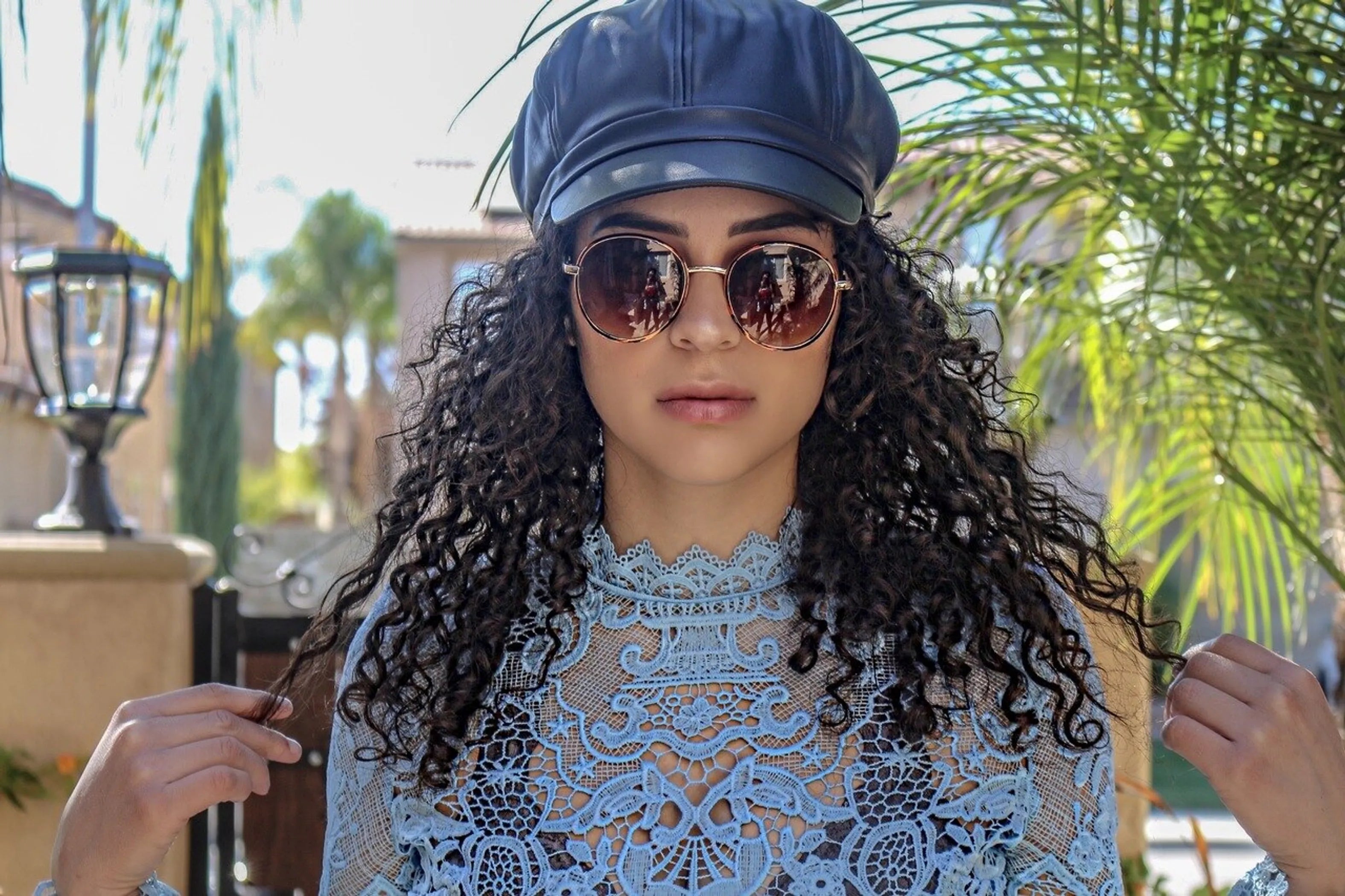 Vegan Leather Newsboy Hat Black