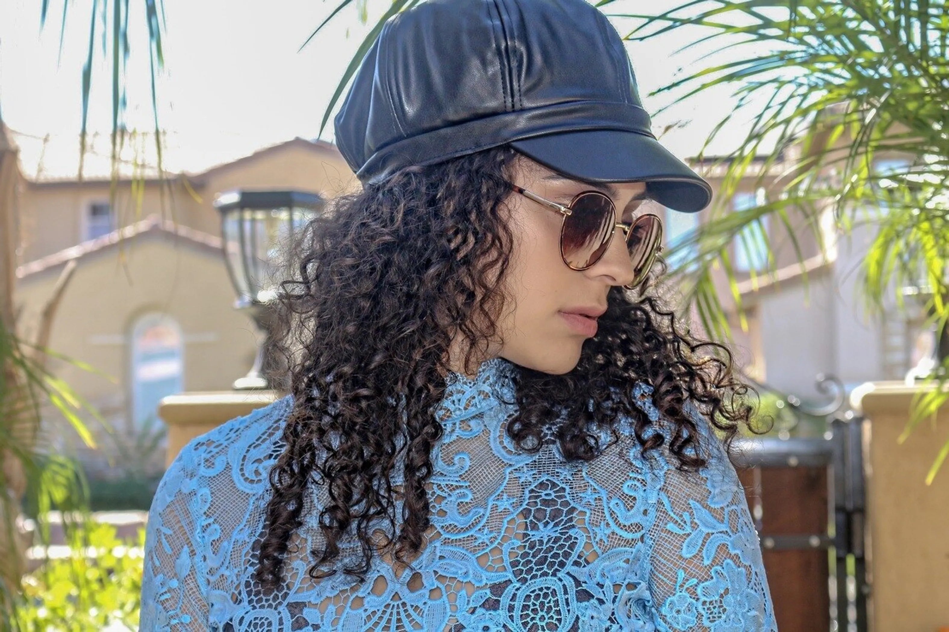 Vegan Leather Newsboy Hat Black