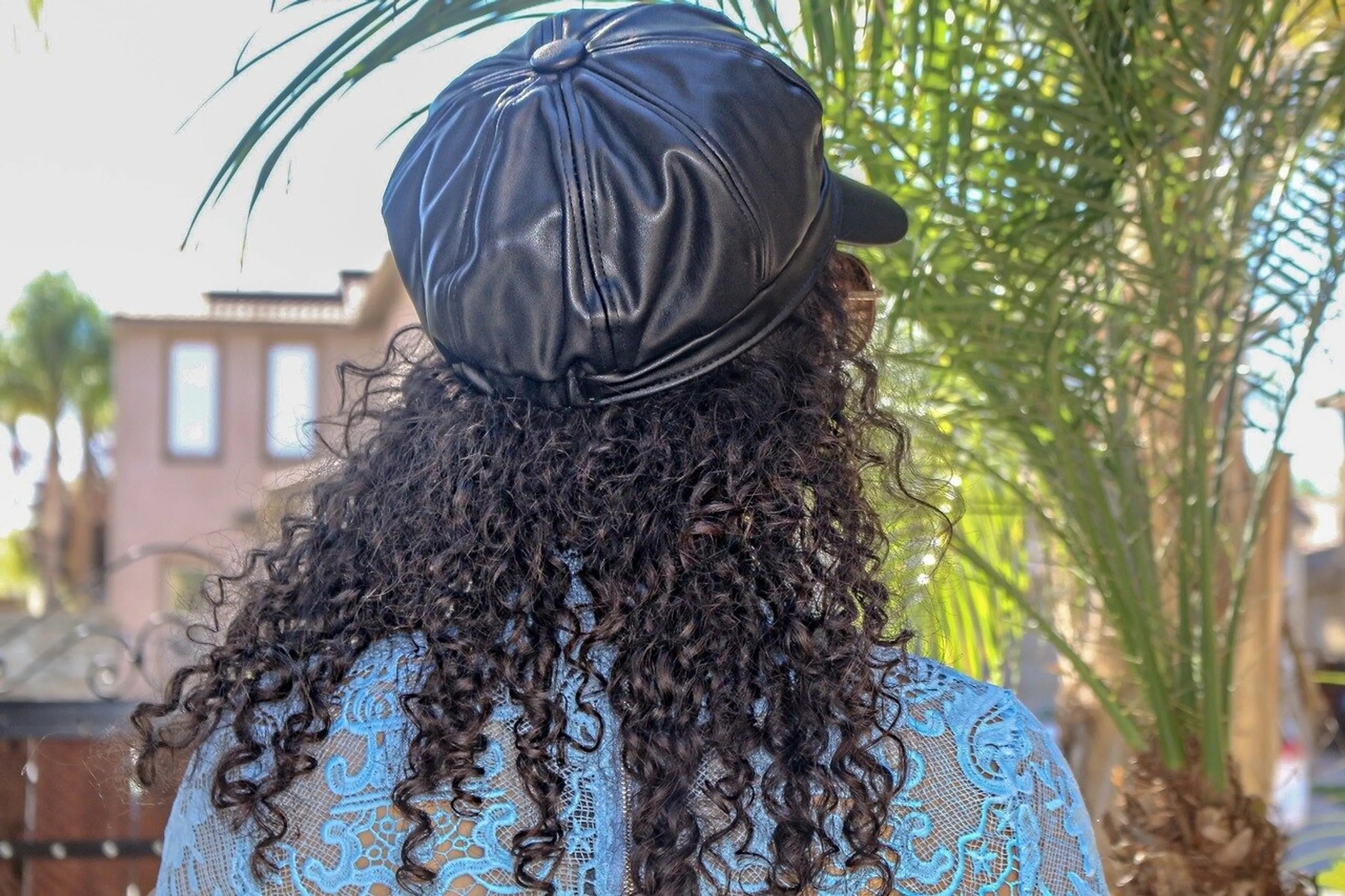 Vegan Leather Newsboy Hat Black