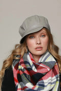 Vegan Leather Newsboy Hat Grey