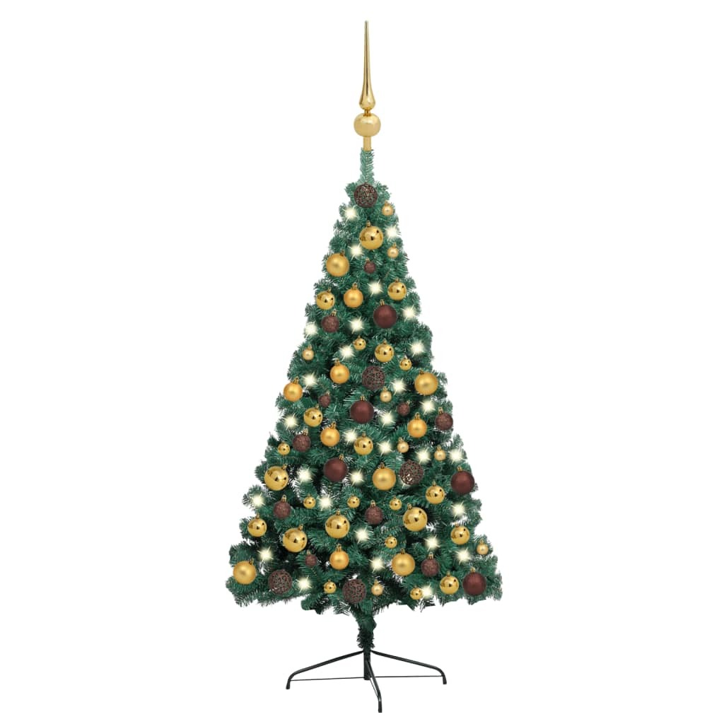 Artificial Half Pre-lit Christmas Tree with Ball Set Green 59.1