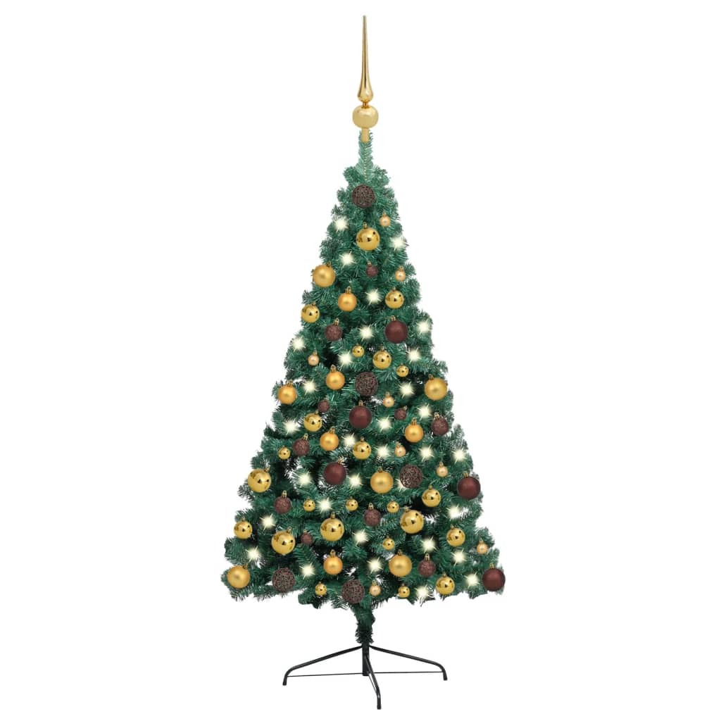 Artificial Half Pre-lit Christmas Tree with Ball Set Green 70.9