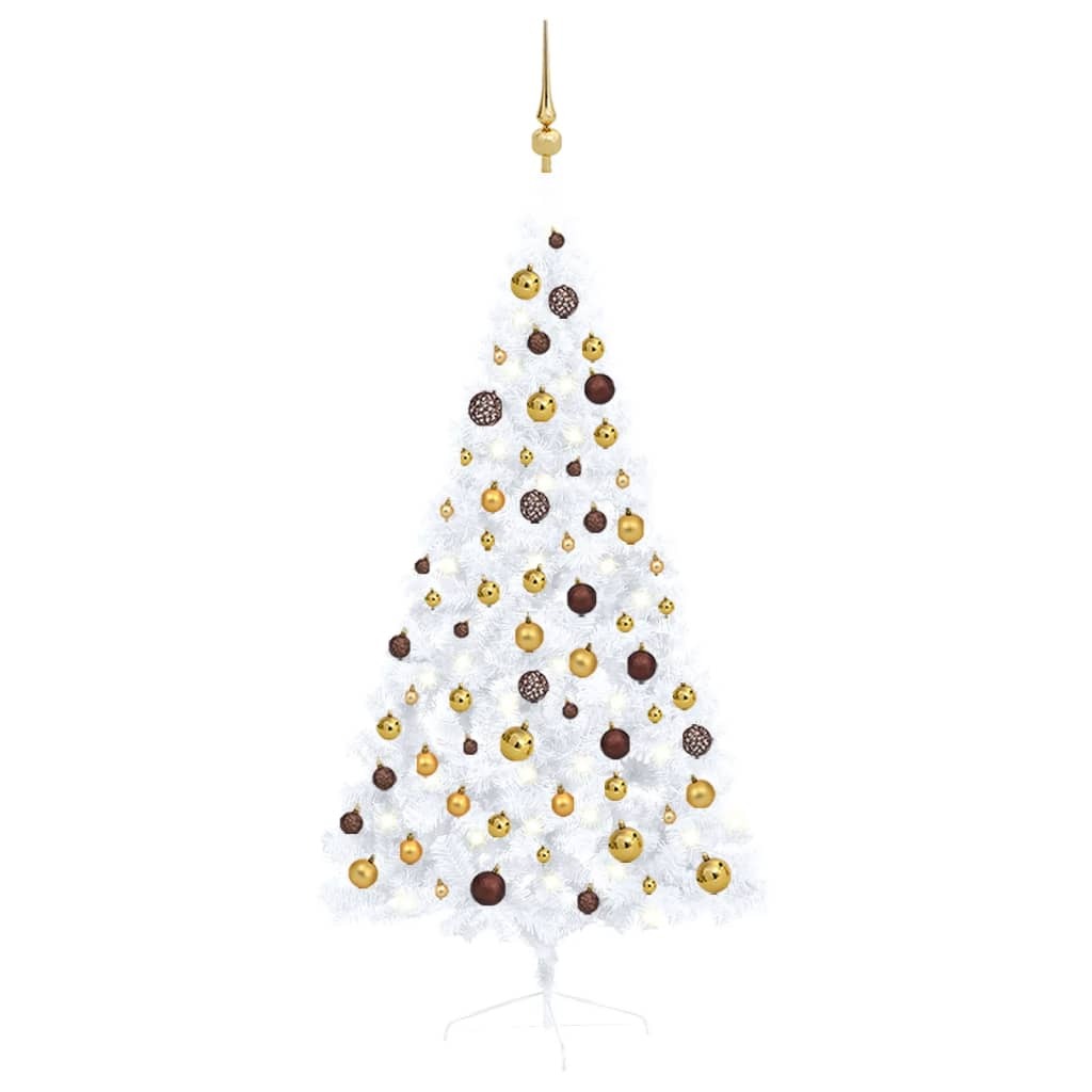 Artificial Half Pre-lit Christmas Tree with Ball Set White 59.1