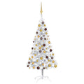Artificial Pre-lit Christmas Tree with Ball Set Silver 59.1" PET