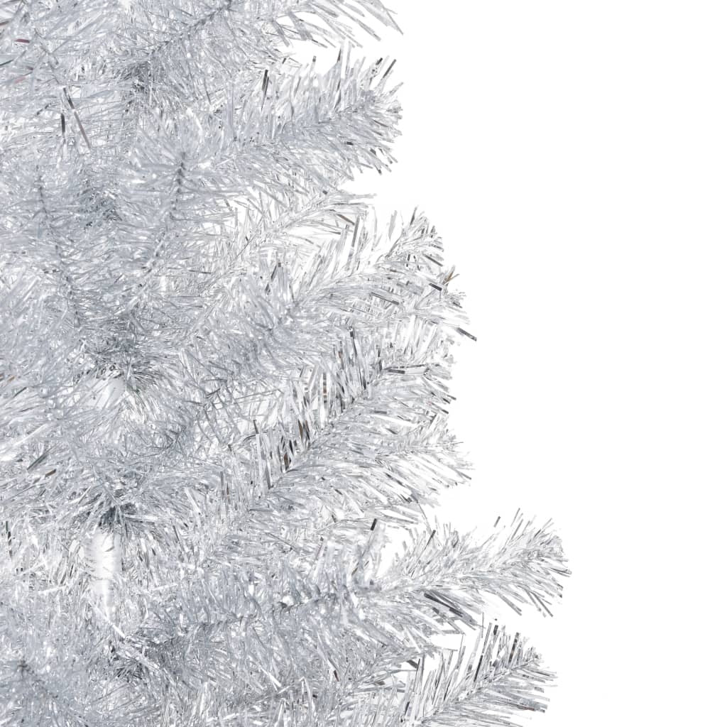 Artificial Pre-lit Christmas Tree with Ball Set Silver 59.1" PET