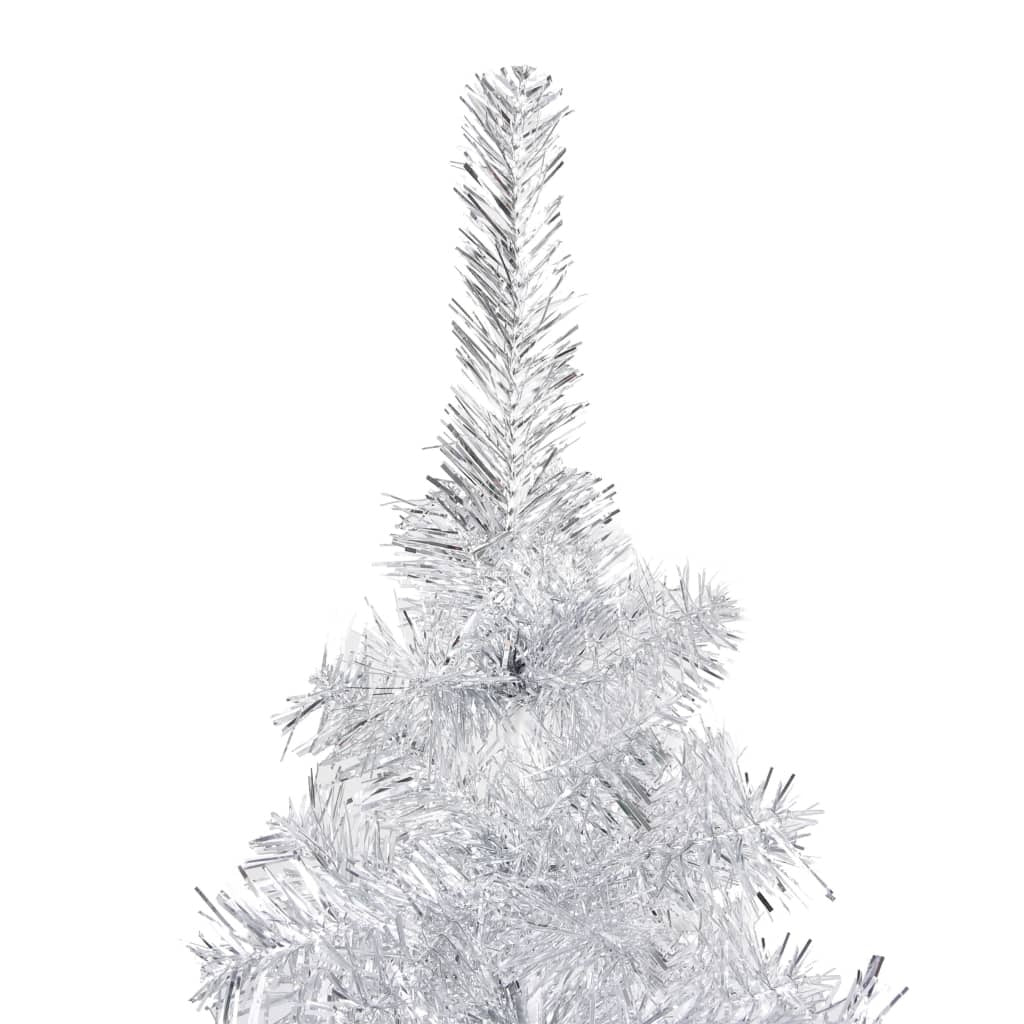 Artificial Pre-lit Christmas Tree with Ball Set Silver 59.1" PET