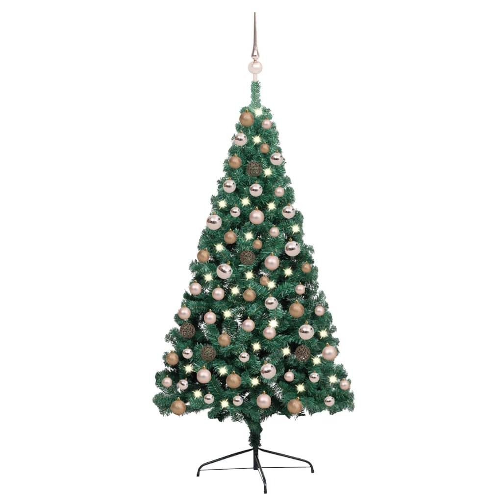 Artificial Half Pre-lit Christmas Tree with Ball Set Green 47.2