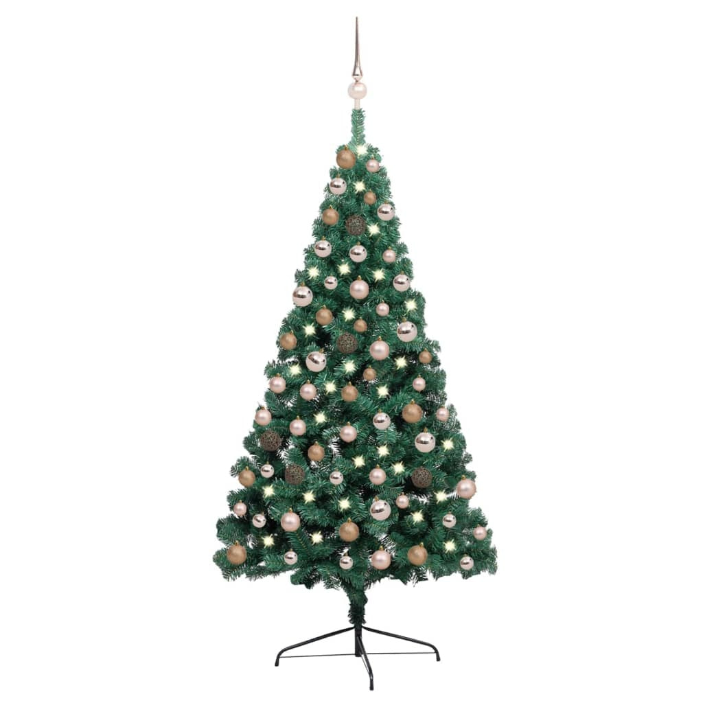 Artificial Half Pre-lit Christmas Tree with Ball Set Green 59.1