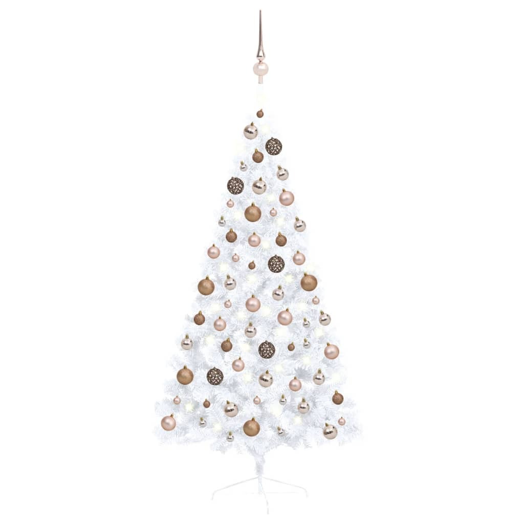 Artificial Half Pre-lit Christmas Tree with Ball Set White 59.1