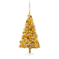 Artificial Pre-lit Christmas Tree with Ball Set Gold 47.2" PET