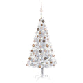 Artificial Pre-lit Christmas Tree with Ball Set Silver 59.1" PET