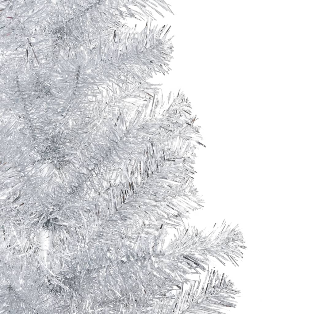 Artificial Pre-lit Christmas Tree with Ball Set Silver 59.1" PET