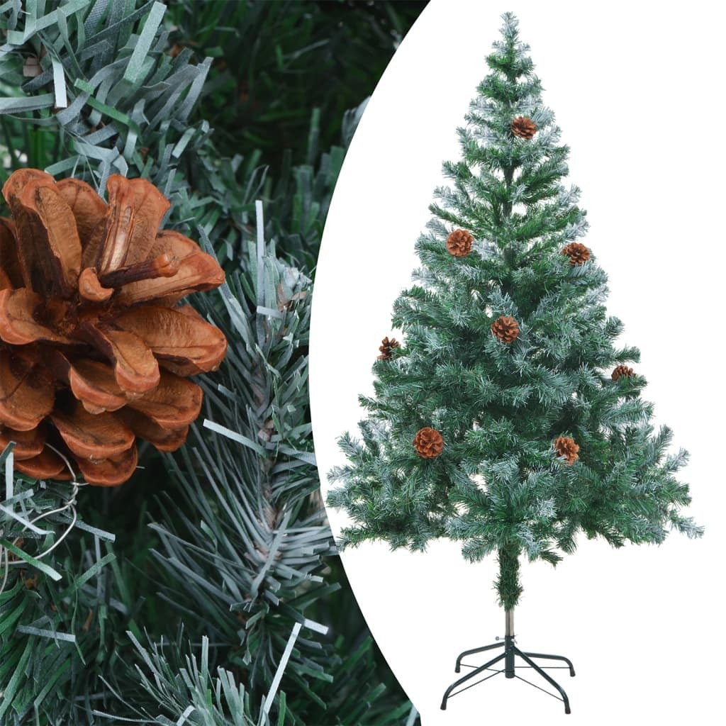 Frosted Pre-lit Christmas Tree with Ball Set Pinecones 59.1