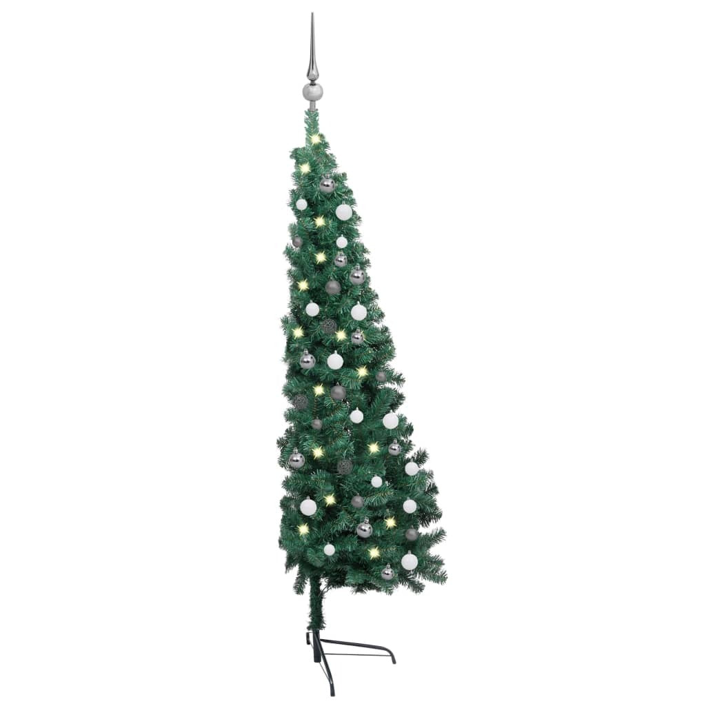 Artificial Half Pre-lit Christmas Tree with Ball Set Green 59.1
