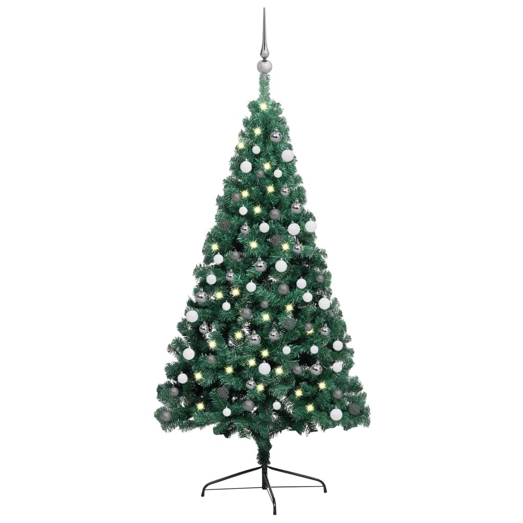 Artificial Half Pre-lit Christmas Tree with Ball Set Green 70.9