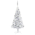 Artificial Pre-lit Christmas Tree with Ball Set Silver 59.1" PET