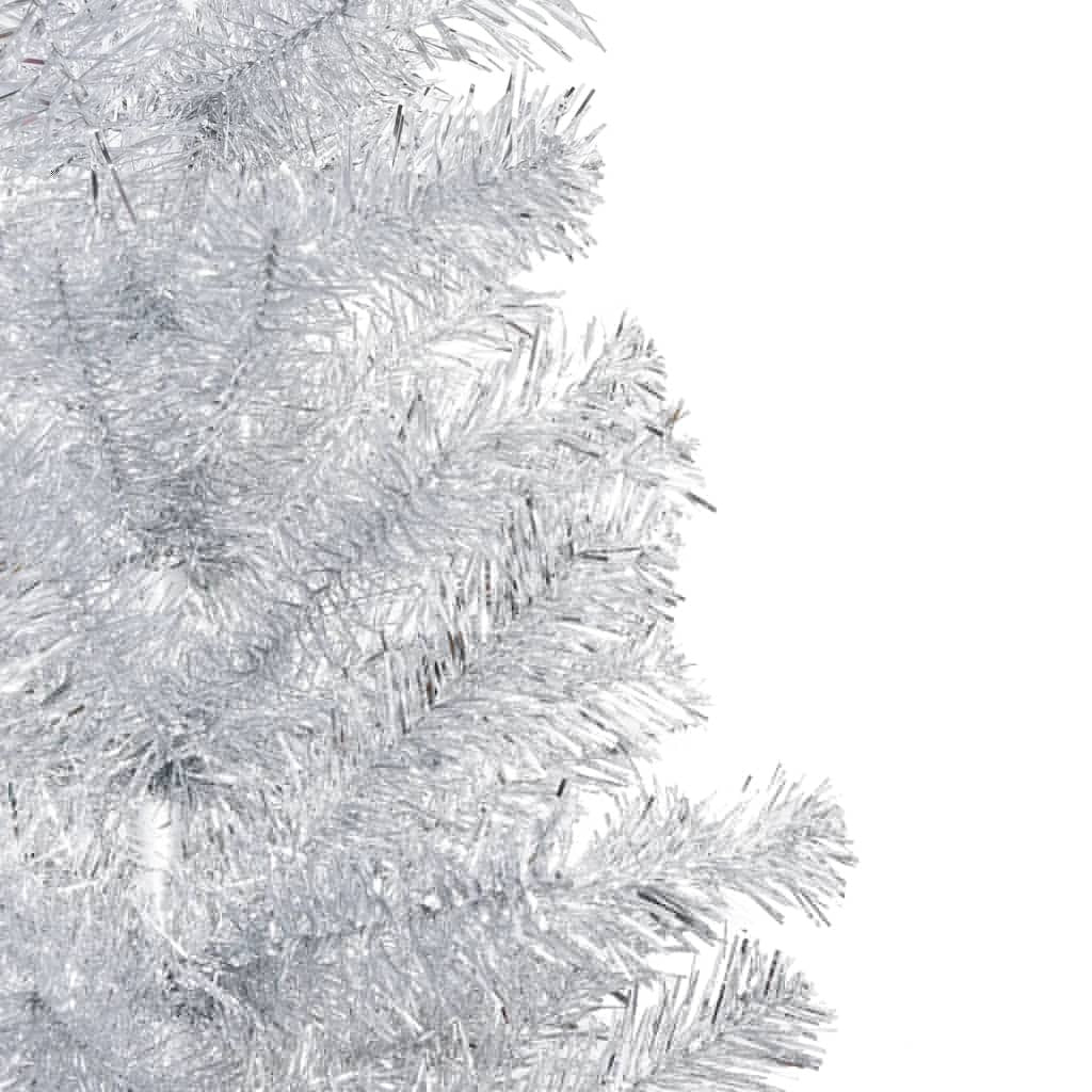 Artificial Pre-lit Christmas Tree with Ball Set Silver 59.1" PET