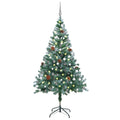 Frosted Pre-lit Christmas Tree with Ball Set Pinecones 59.1
