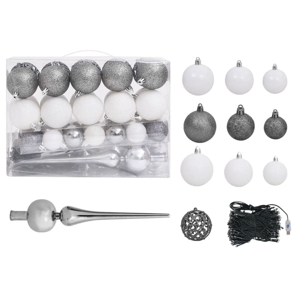 Artificial Pre-lit Christmas Tree with Ball Set White 47.2
