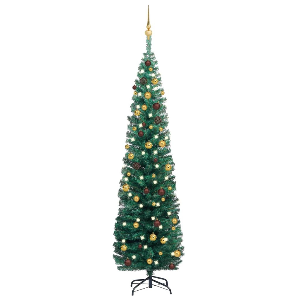 Slim Artificial Pre-lit Christmas Tree with Ball Set Green 70.9