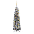 Slim Artificial Pre-lit Christmas Tree with Ball Set Green 59.1