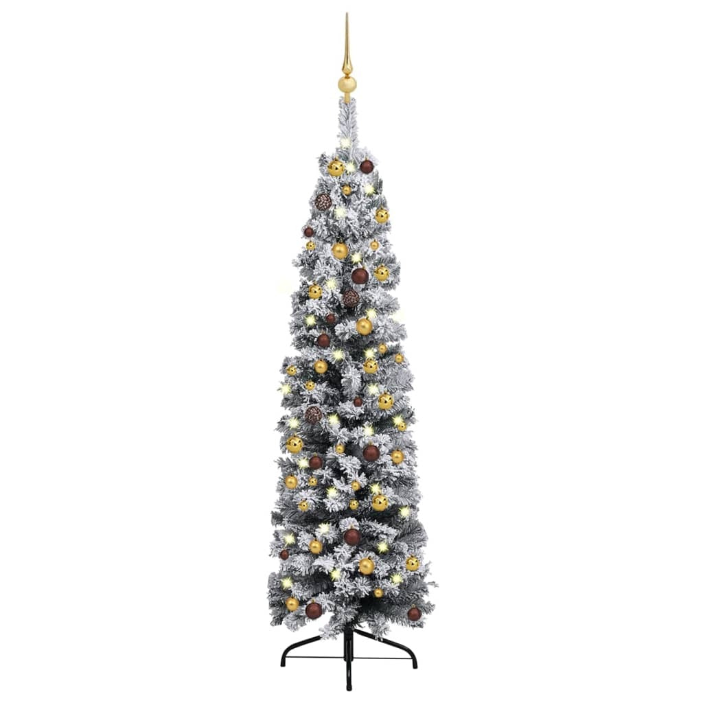 Slim Artificial Pre-lit Christmas Tree with Ball Set Green 59.1