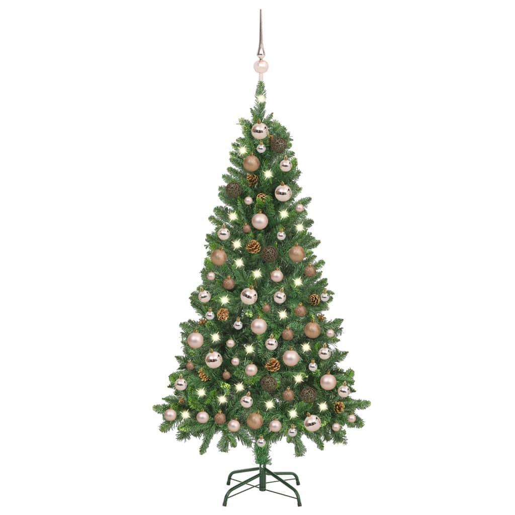 Artificial Pre-lit Christmas Tree with Ball Set&Pine Cones 59.1