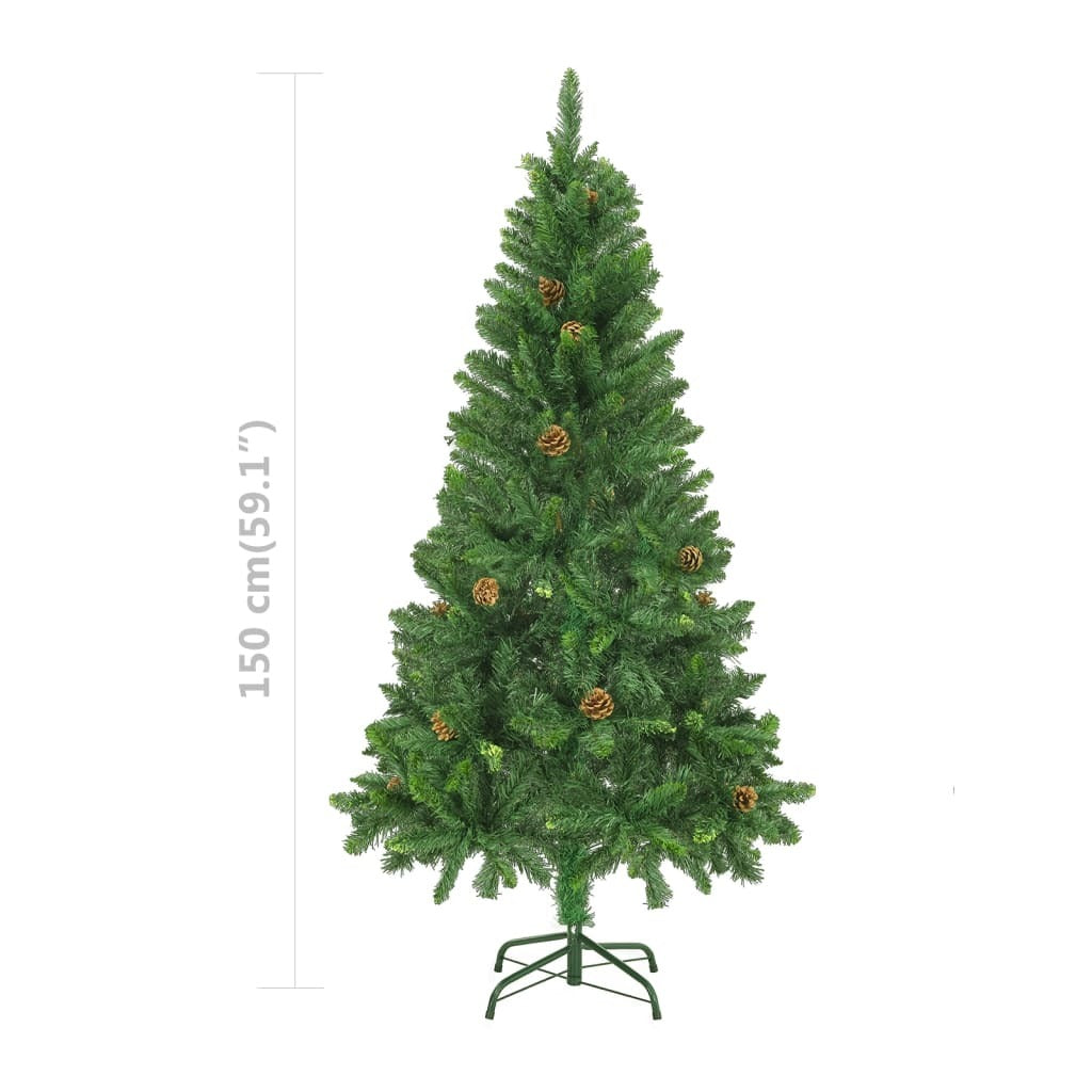 Artificial Pre-lit Christmas Tree with Ball Set&Pine Cones 59.1