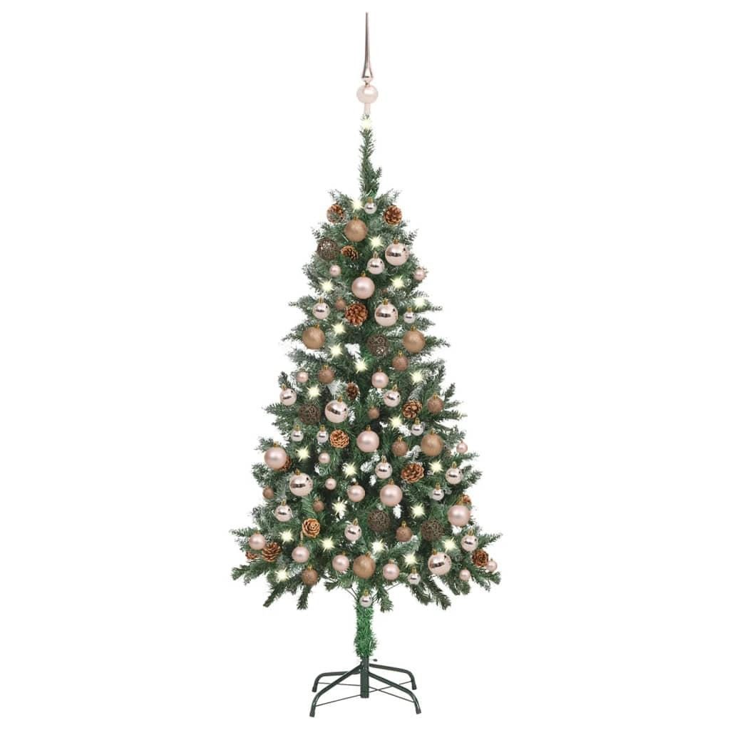 Artificial Pre-lit Christmas Tree with Ball Set&Pine Cones 59.1
