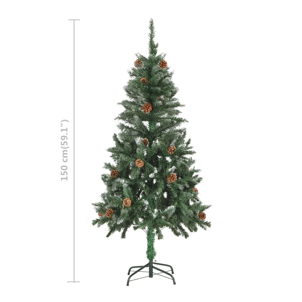 Artificial Pre-lit Christmas Tree with Ball Set&Pine Cones 59.1