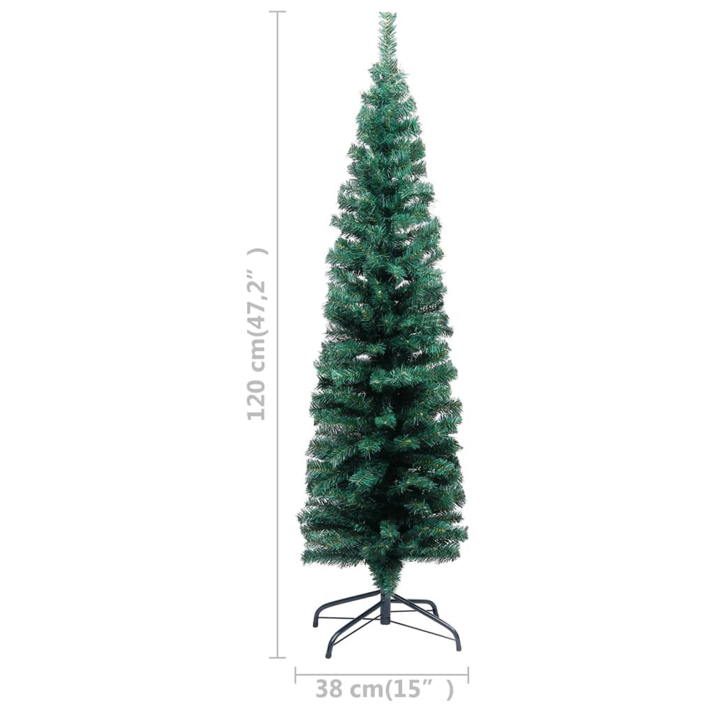Slim Artificial Pre-lit Christmas Tree with Ball Set Green 47.2