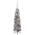 Slim Pre-lit Christmas Tree with Ball Set&Flocked Snow Green 47.2