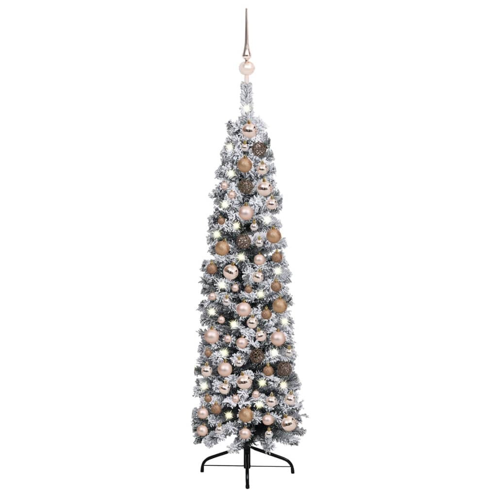 Slim Artificial Pre-lit Christmas Tree with Ball Set Green 59.1