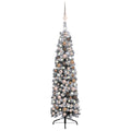 Slim Artificial Pre-lit Christmas Tree with Ball Set Green 59.1