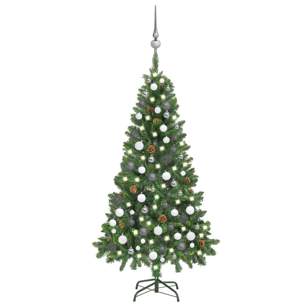 Artificial Pre-lit Christmas Tree with Ball Set Pine Cones 59.1
