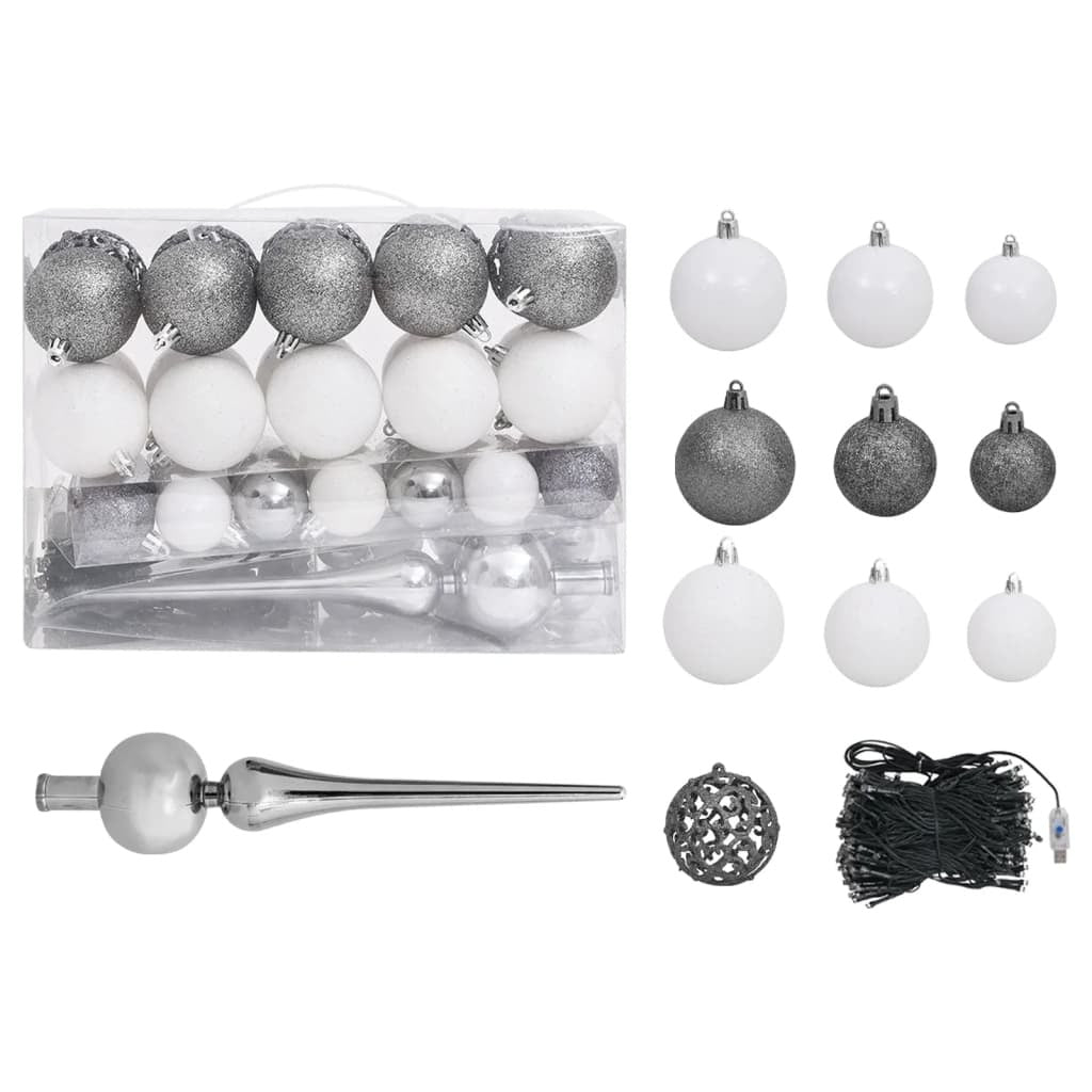 Slim Artificial Pre-lit Christmas Tree with Ball Set Green 94.5