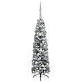 Slim Pre-lit Christmas Tree with Ball Set&Flocked Snow Green 47.2