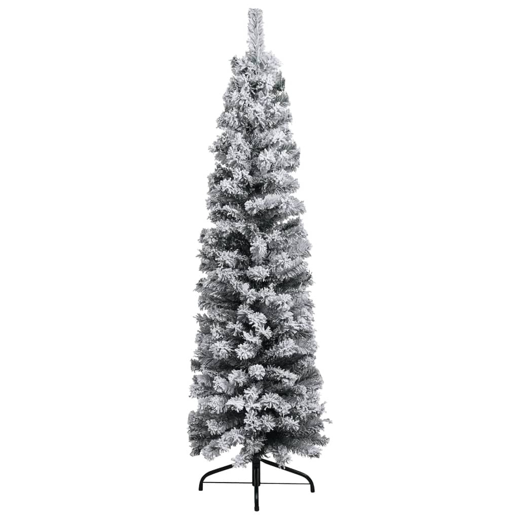 Slim Pre-lit Christmas Tree with Ball Set&Flocked Snow Green 47.2