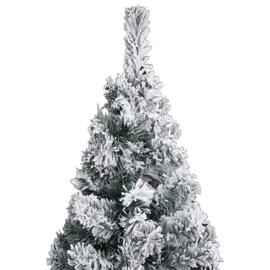 Slim Pre-lit Christmas Tree with Ball Set&Flocked Snow Green 47.2