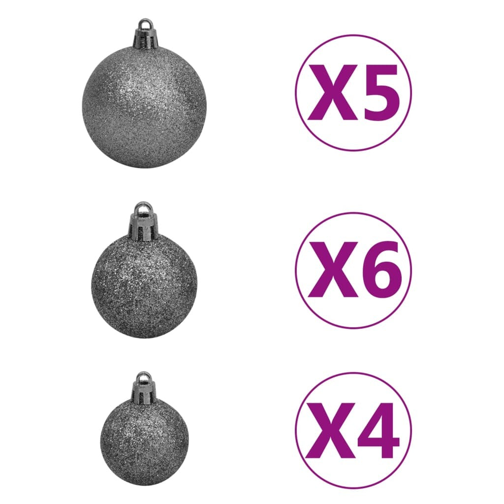 Slim Pre-lit Christmas Tree with Ball Set&Flocked Snow Green 47.2