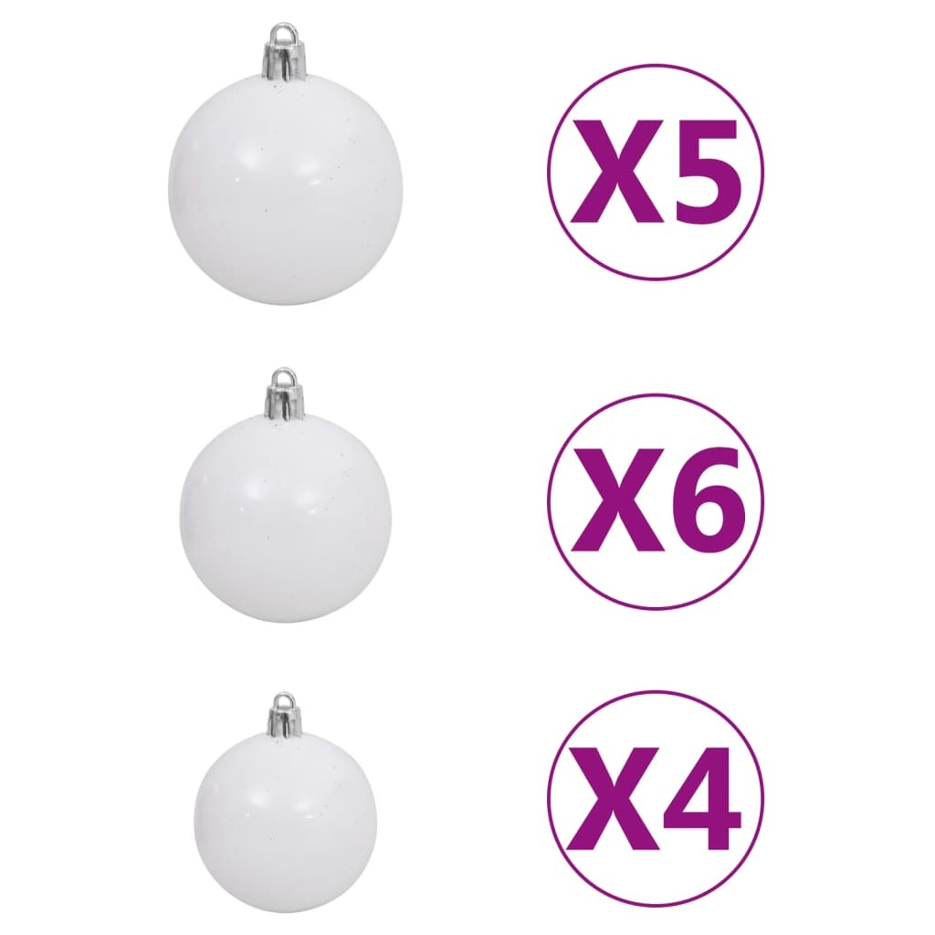 Slim Pre-lit Christmas Tree with Ball Set&Flocked Snow Green 47.2