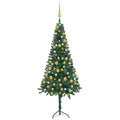 Corner Artificial Christmas Tree LEDs&Ball Set Green 47.2" PVC