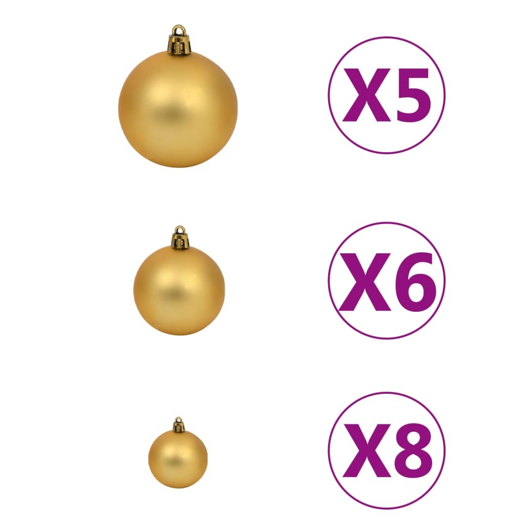 Corner Artificial Christmas Tree LEDs&Ball Set Green 47.2" PVC