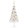 Corner Artificial Christmas Tree LEDs&Ball Set White 59.1" PVC