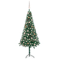 Corner Artificial Christmas Tree LEDs&Ball Set Green 47.2" PVC