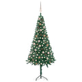Corner Artificial Christmas Tree LEDs&Ball Set Green 59.1" PVC
